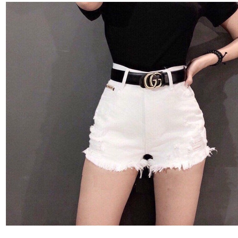 QUẦN SHORT JEAN NỮ RÁCH TRƯỚC MÀU ĐEN-TRẮNG 888