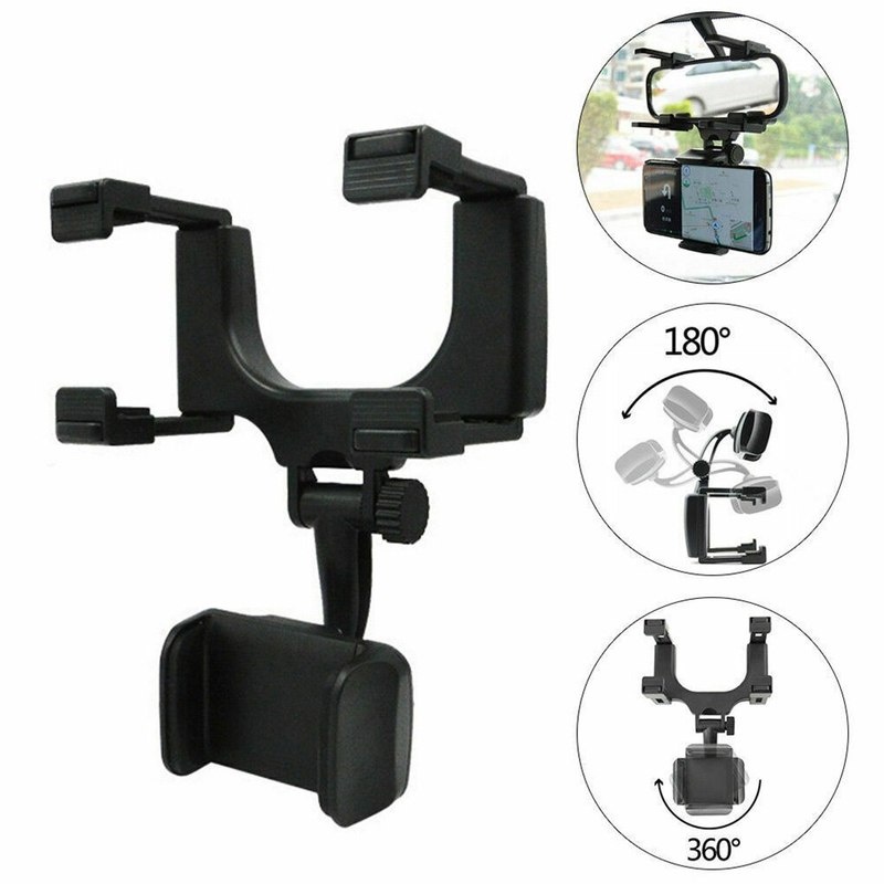 Giá Đỡ Điện Thoại/GPS Xoay 360 Độ Gắn Gương Chiếu Hậu Xe Hơi