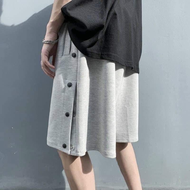 Quần Short Nỉ Cúc Bấm ( Snap Button Short ) Kiểu Dáng Unisex Nam Nữ