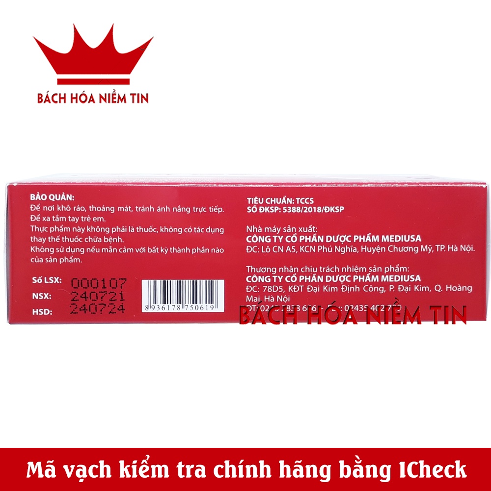 Bổ máu Fero Nano bổ sung Sắt, Acid Folic cho người thiếu máu, phụ nữ mang thai và cho con bú - Hộp 30 viên dùng 30 ngày