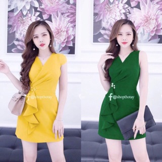 Đầm xoè bèo eo xếp ly đính cườm siêu xinh