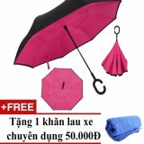 Ô ngược chuyên dụng cho ô tô(Hồng đậm) + Tặng 01 khăn lau xe chuyên dụng