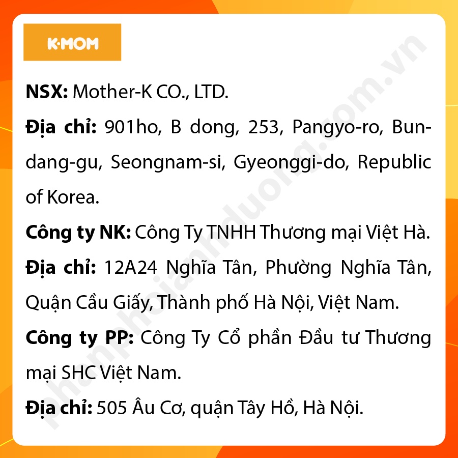 Kem đánh răng trẻ em K-Mom 3-8 tuổ vị nhoi ( 50g )