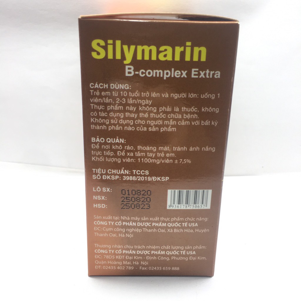 VIÊN BỔ GAN - SILYMARIN B-COMPLEX EXTRA - HỘP 100 VIÊN