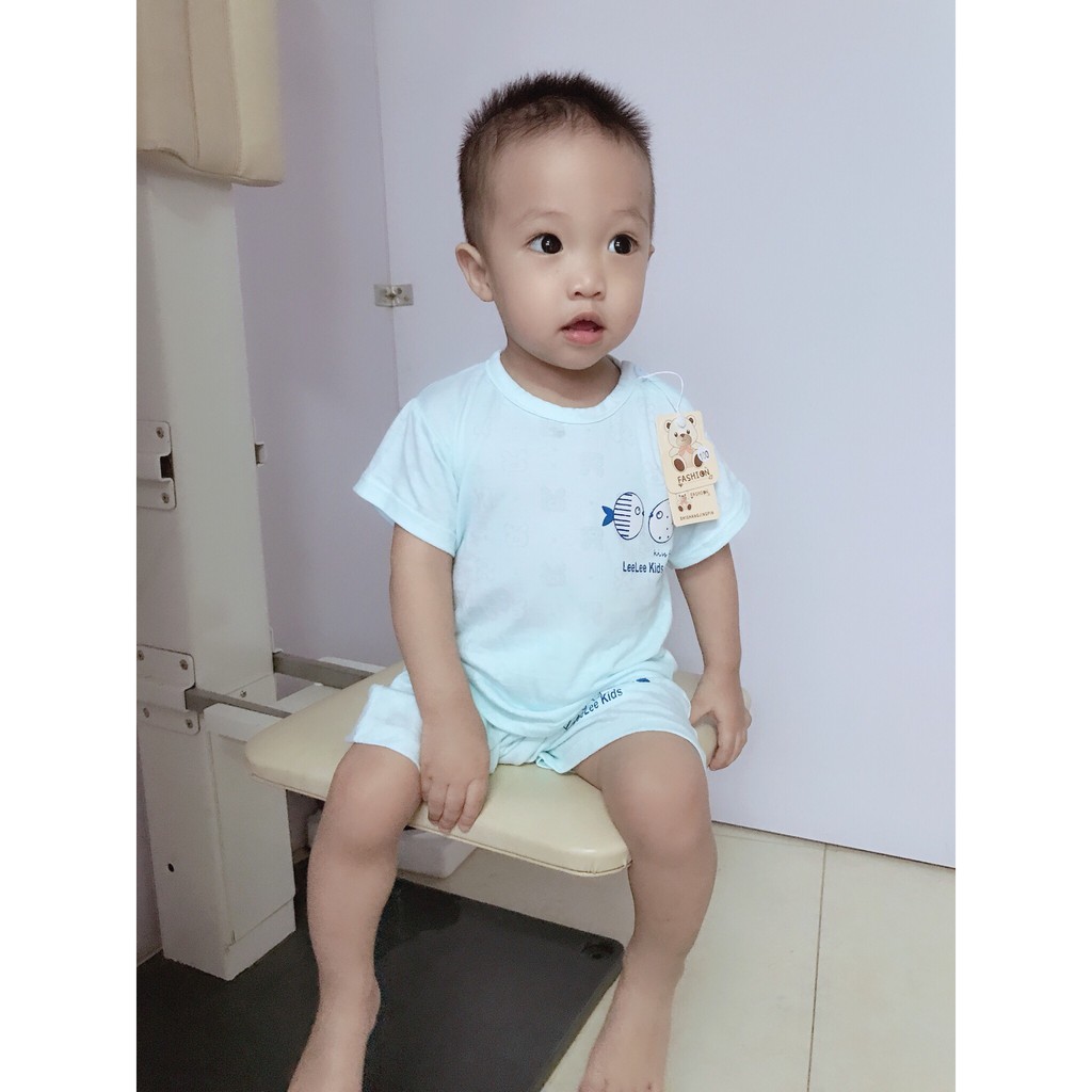 Bộ Cotton cộc tay thông hơi Lee lee kids