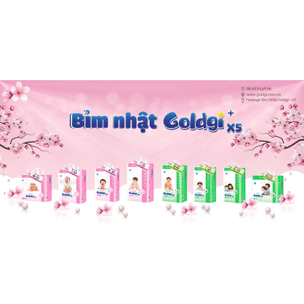 Combo 5 miếng thử Bỉm quần/dán goldgi nhật đủ size( NB92/S84/M66/L56/MQ60/LQ48/XLQ44/XXL32)