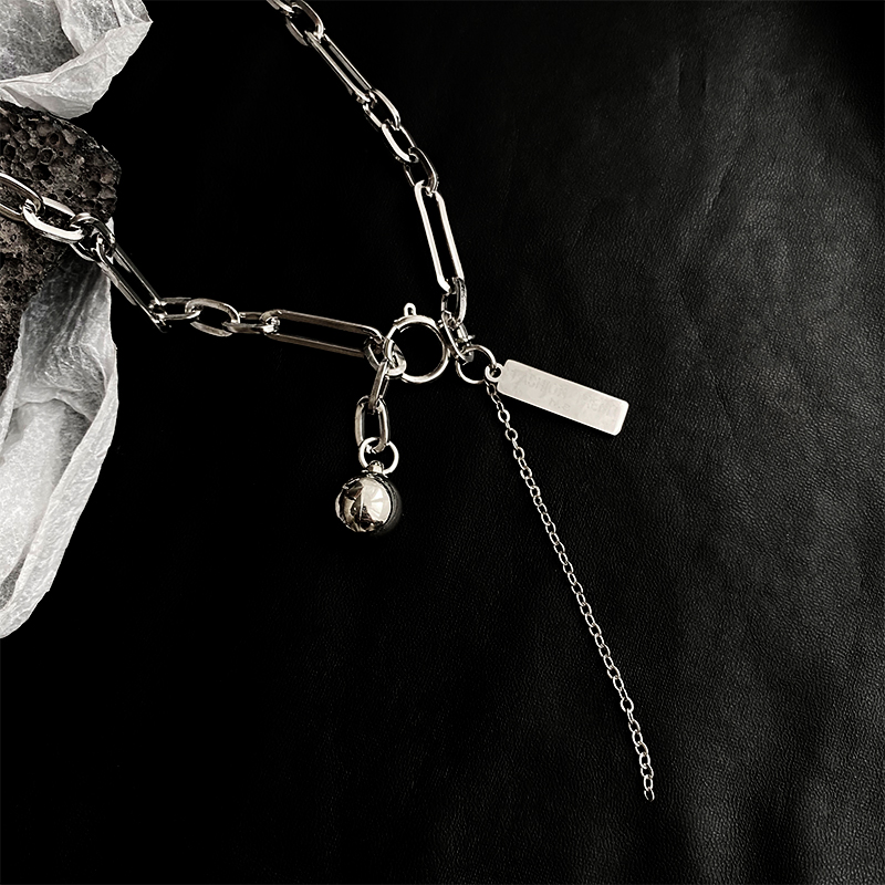 Dây Chuyền Mặt Bóng Kim Loại Dài Phong Cách Hip Hop 22825 Đơn Giản