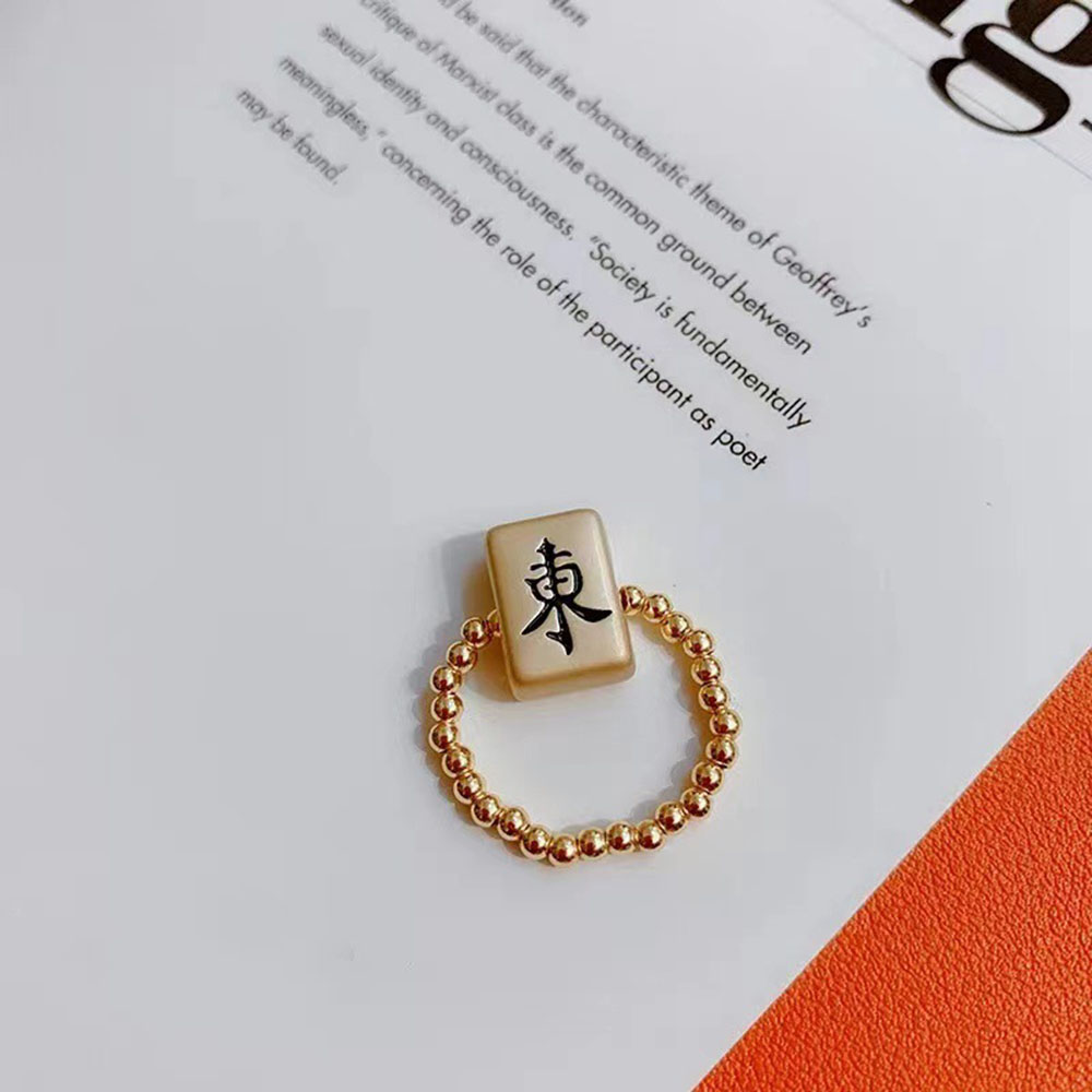 1 Nhẫn Co Dãn Màu Vàng Hình Mạt Chược