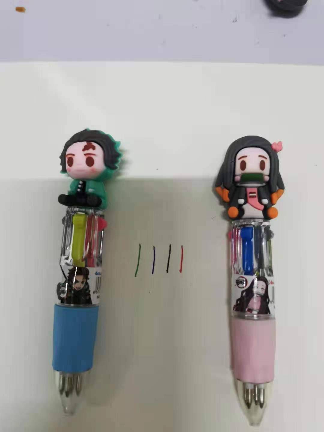 Bút bi 4 màu sắc trong 1 xinh xắn tiện lợi New 4 Colors Cute Anime Demon Slayer Kimetsu No Yaiba Kamado Tanjirou Nezuko Ballpoint Pen Kawaii Rollerball Pen School Office Supply kids Gift Stationery