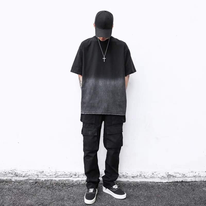 Áo wash 2 màu âm dương xám dưới