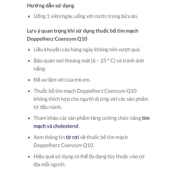 Viên uống bổ tim mạch, điều hòa huyết áp Coenzym Q10 Đức Doppelherz Aktiv - Hộp 30 viên