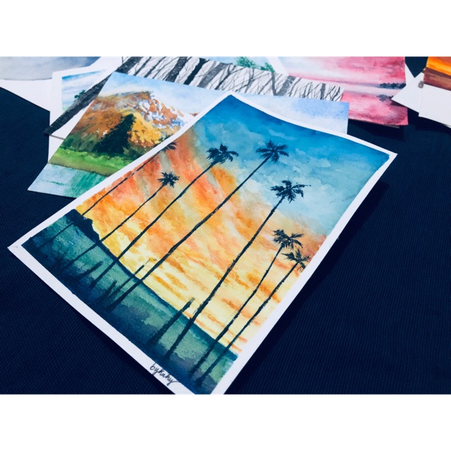 Watercolor commission Tranh màu nước vẽ phong cảnh | Shopee Việt Nam