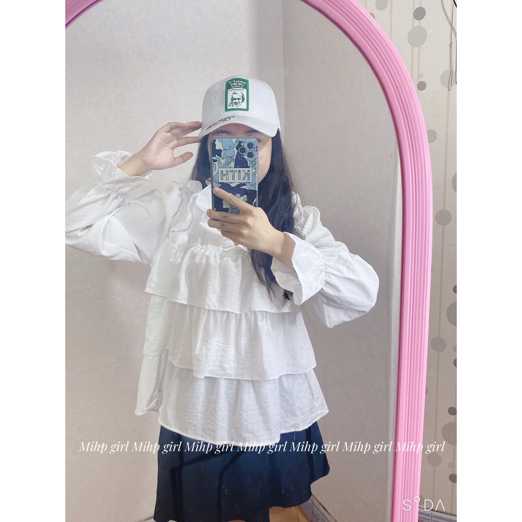 Áo babydoll dài tay 3 tầng xòe tay bo, áo bigsize nữ vải đũi đủ màu.