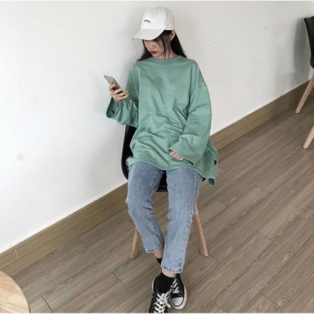 Áo thun cotton trơn tay dài