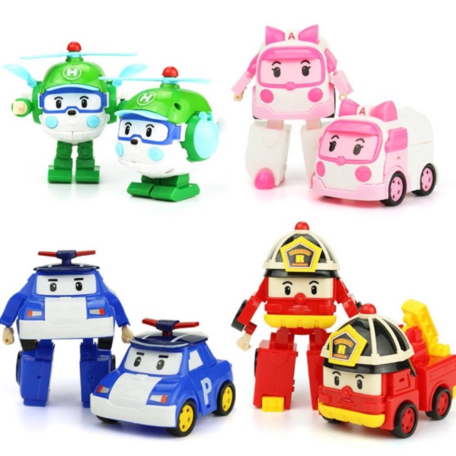 Đồ chơi hộp 4 con biệt đội Robocar Poli biến hình thành máy bay và robot