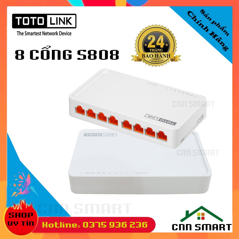 Bộ Chia Mạng Switch Totolink 5 cổng S505, 8 Cổng S808 100Mbps - 5 Cổng S505G, 8 Cổng S808G Giga 1000Mbps - Chính hãng
