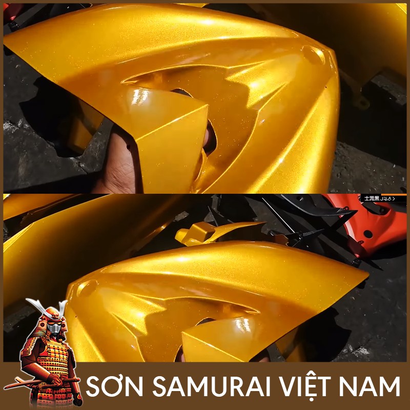 SƠN SAMURAI 1102 MÀU VÀNG KẸO ÁNH KIM - SƠN XỊT MÃ MÀU 1102 VÀNG HONDA 400ML