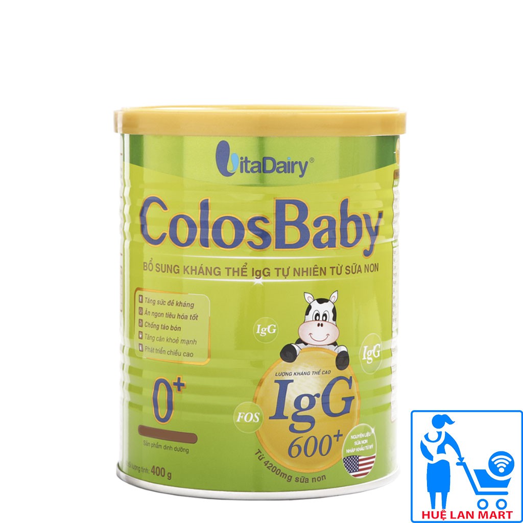 [CHÍNH HÃNG] Sữa Bột VitaDairy ColosBaby 0+ Hộp 400g (Bổ sung kháng thể IgG 600+ tự nhiên từ sữa non)