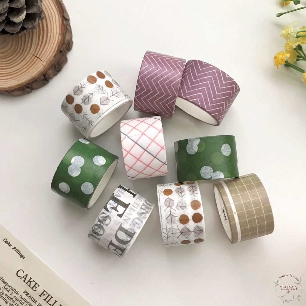 Washi tape họa tiết đơn giản băng keo giấy chữ trang trí nhật ký