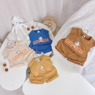 Bộ Quần Áo Trẻ Em 3 Lỗ Bộ Ba Lỗ  Bé Trai Hình Gấu Cute Vải Cotton Cho Bé Từ 8 - 20kg