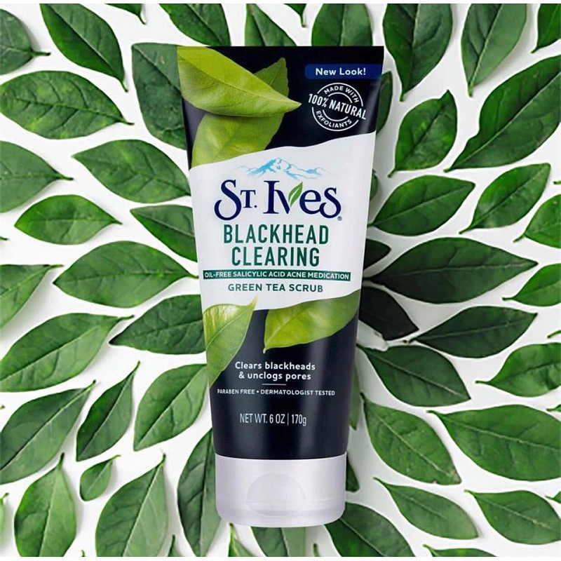 Sữa Rửa Mặt Tẩy Tế Bào Chết ST. Ives Blackhead Clearing Green Tea Scrub 170g