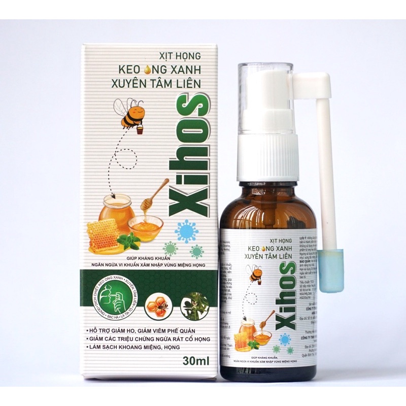 Xịt họng keo ong xanh, xuyên tâm liên Xihos