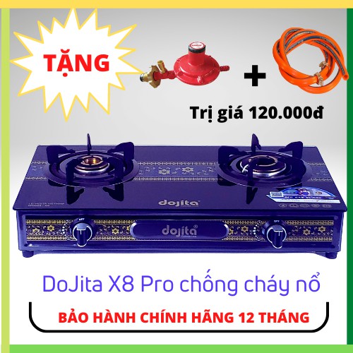 Bếp Gas Đôi DOJITA X8 huyền bí mặt kính cường lực sang trọng tiếc kiệm gas