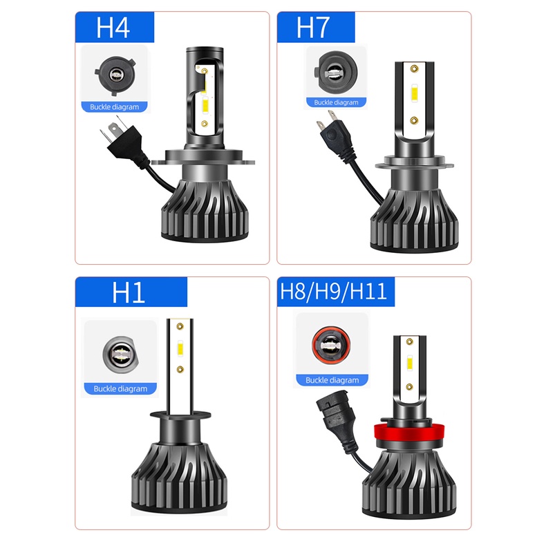 1 đèn pha LED H4 H7 H11 H1 ánh sáng trắng 6000K 4300K 8000K cho xe máy