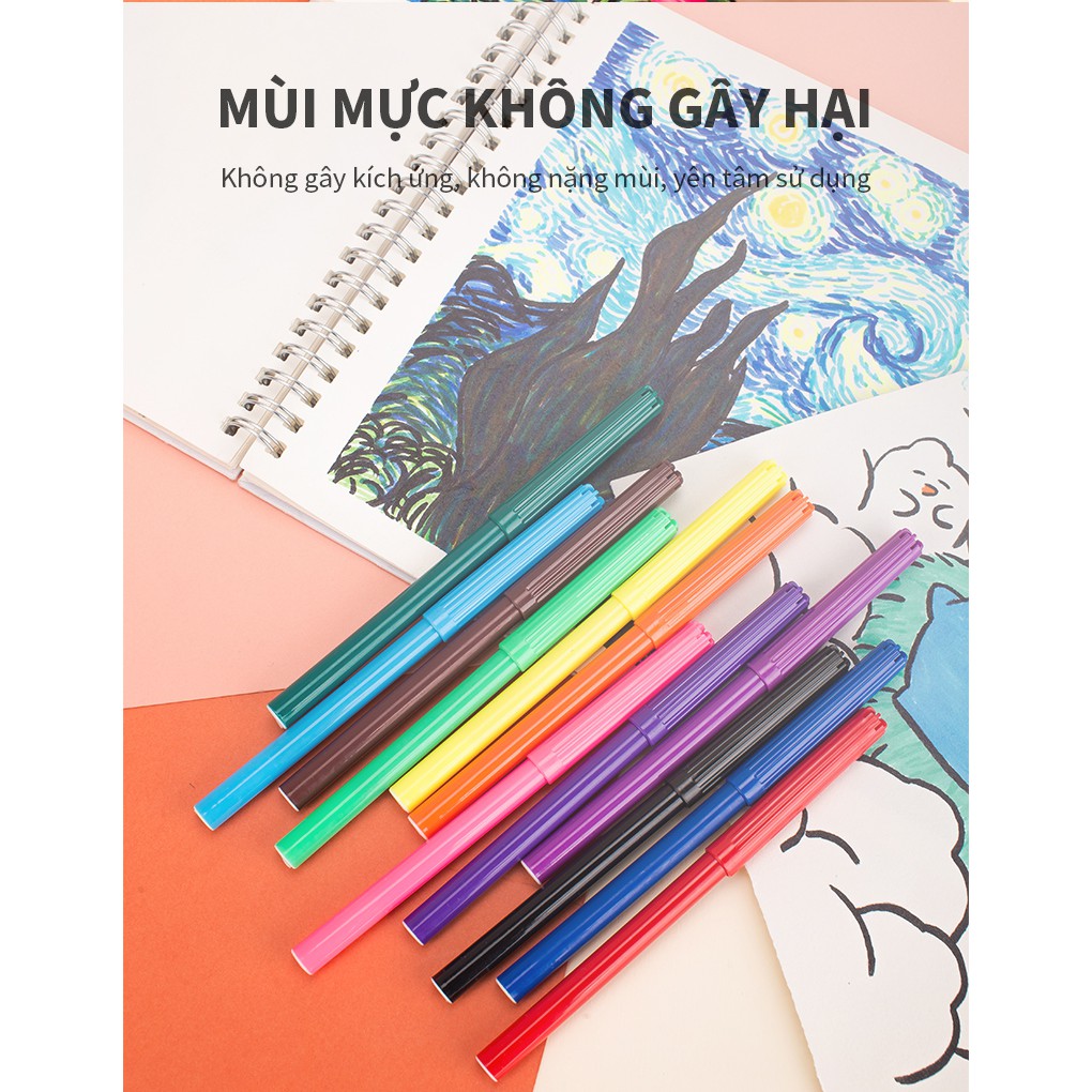 Bút dạ màu nước ColoRun Deli 12/18/24 màu