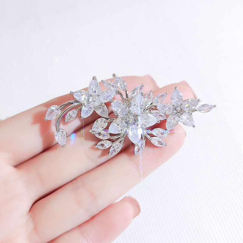 Ghim cài áo JIUDUOLAN chống lộ an toàn kiểu dáng bông hoa đính đá zircon nhân tạo thời trang cao cấp cho nữ