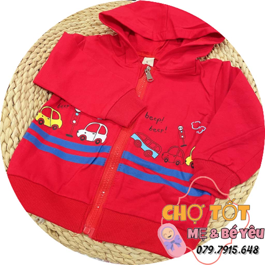 Áo Khoác Cotton Bé Trai Bé Gái, Áo Khoác Sơ Sinh Có Nón Vải Mềm Mịn Mát Che Nắng (3-12kg)