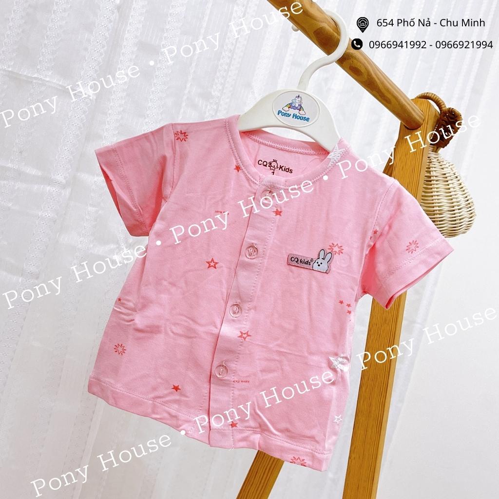 Áo Sơ Sinh Cộc Tay CQ Baby Cài Thẳng Chất Cotton Siêu Mềm Mịn, Mát Cho Bé Trai, Bé Gái Sơ Sinh (Size 0-3M Đến 6-9M)