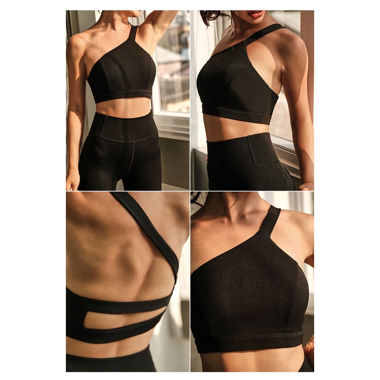 Áo ngực thể thao ANRAN lệch vai hở lưng hút ẩm thích hợp tập thể hình yoga