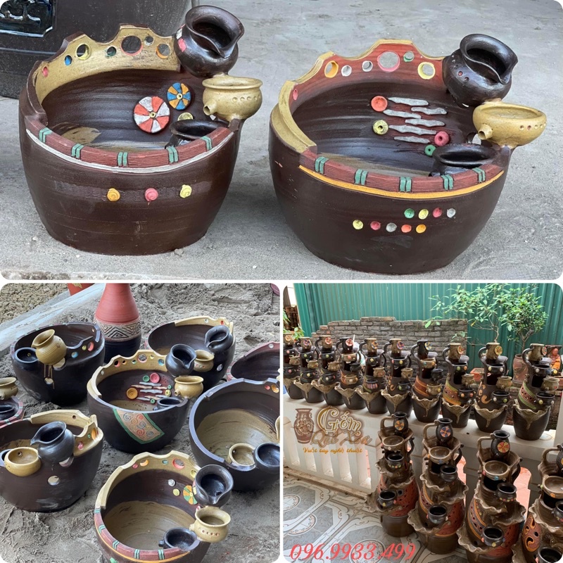Thác nước phong thuỷ gốm,đài phun nước để bàn,ban thần tài cao 50cm,tặng kèm máy bơm