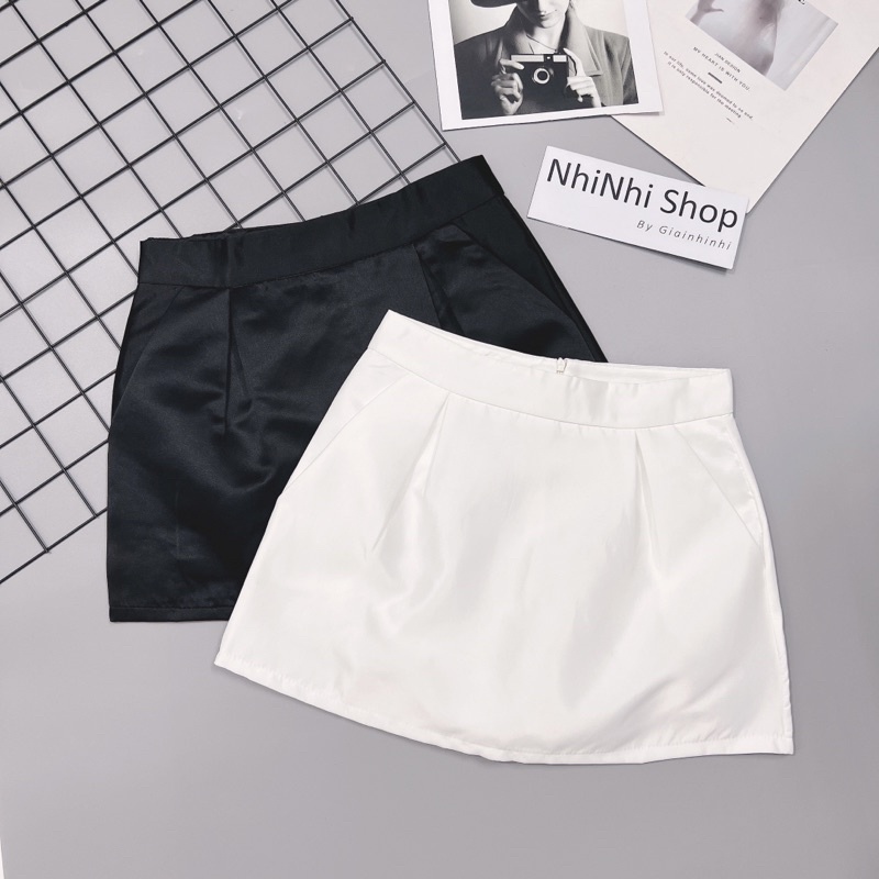 Chân váy tacta lót quần trong dáng xoè đẹp, Chân váy dáng A cạp cao CV858 - NhiNhi Shop