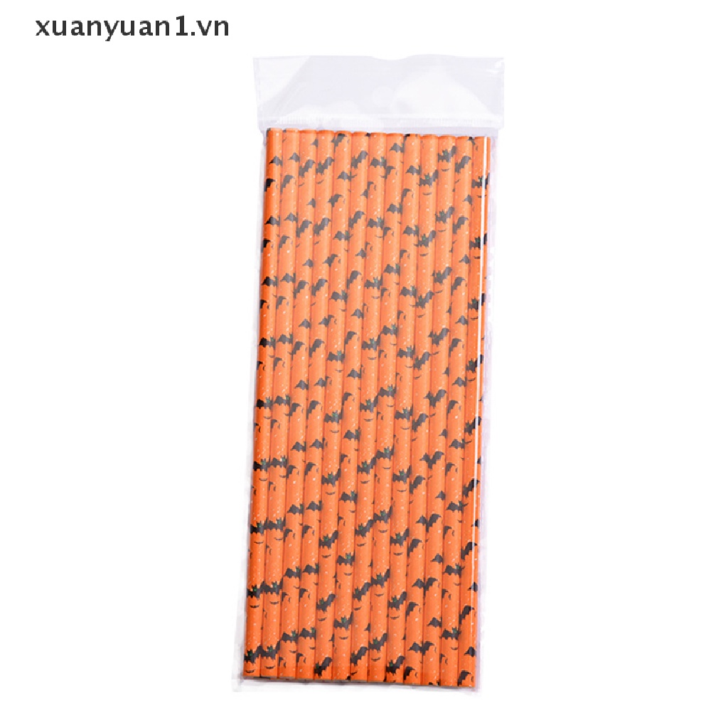 Set 25 Ống Hút Giấy Họa Tiết Halloween Độc Đáo