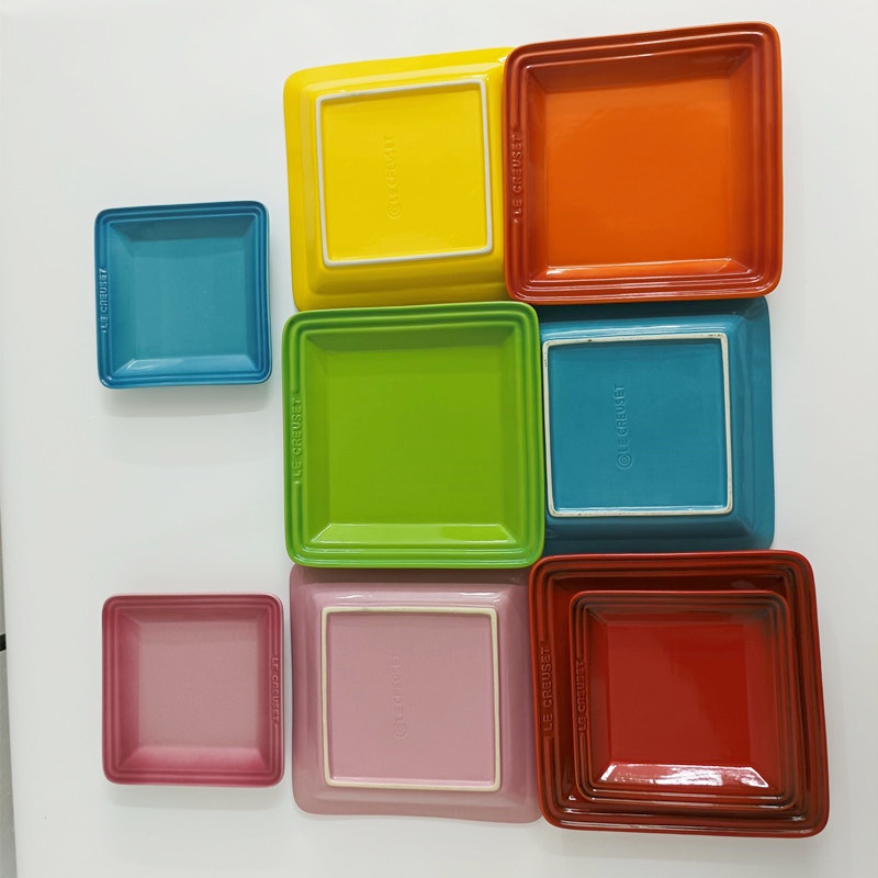 Đĩa vuông Le creuset  size 21cm 16cm chất liệu gốm sứ bền đẹp,dùng trang trí decor bàn ăn, quà tặng