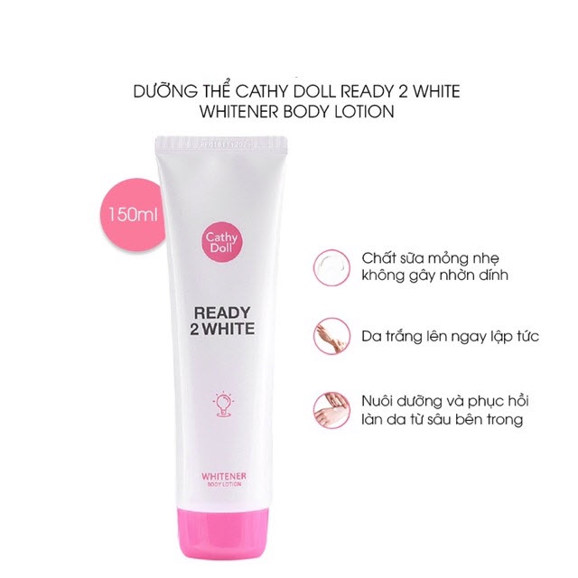 [Kèm Bill-Thái Lan] Sữa dưỡng thể trắng da Cathy Doll Ready 2 White Whitener Body Lotion 150ml