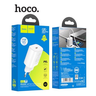 Củ sạc Hoco N22 PD25W chân tròn 1 cổng Type-C chất liệu cao cấp chống cháy
