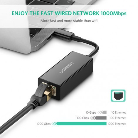 Cáp USB Type-C to Lan 10/100/1000Mbps Ugreen 50307 - Hàng Chính Hãng