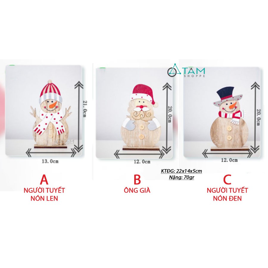 Mô hình trang trí Noel gỗ Handmade để bàn 2 nút X-MHDB-01