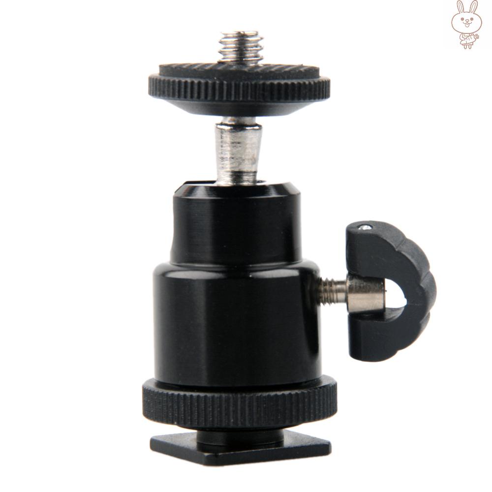 RD Andoer Aluminium Alloy Mini Ball Head 1/4" Mount with Flash Shoe for DSLR SLR DC Camera Mini DV Monitor etc