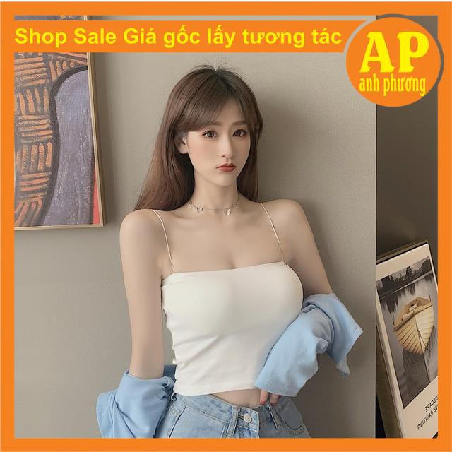 Áo 2 dây sợi bún chất thun giãn♥️Áo bodip hai màu Đen Trắng giá Rẻ♥️ FREE SHIP♥️