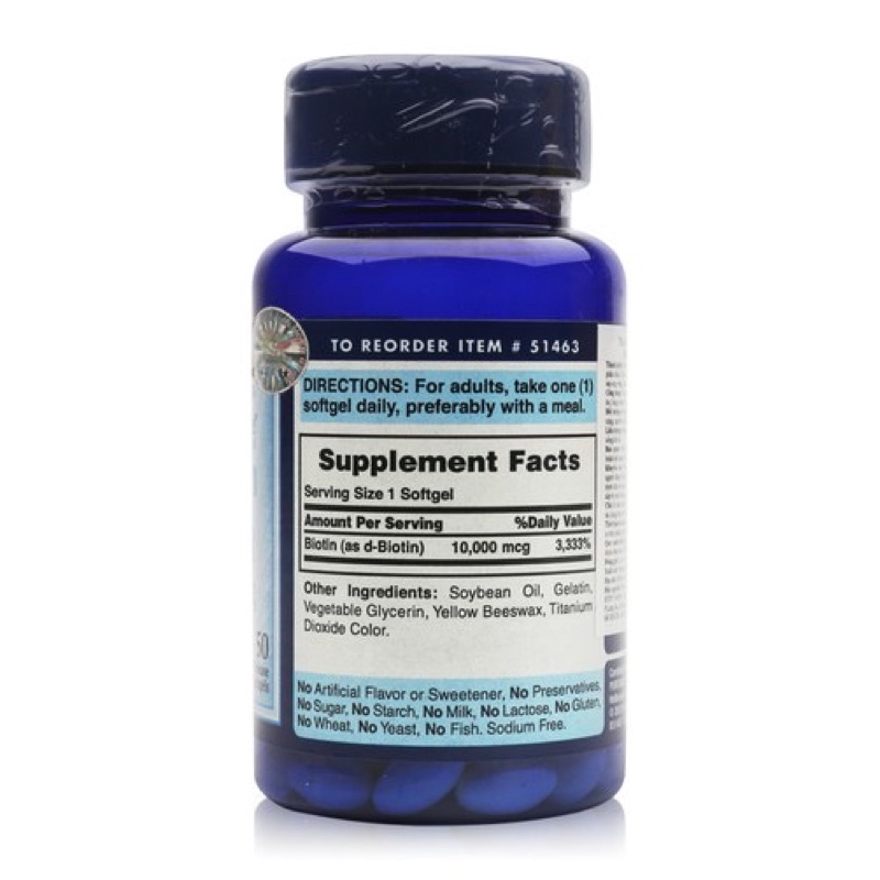 Viên Uống Mọc Tóc Puritan's Pride Biotin 10000 mcg - 100 viên