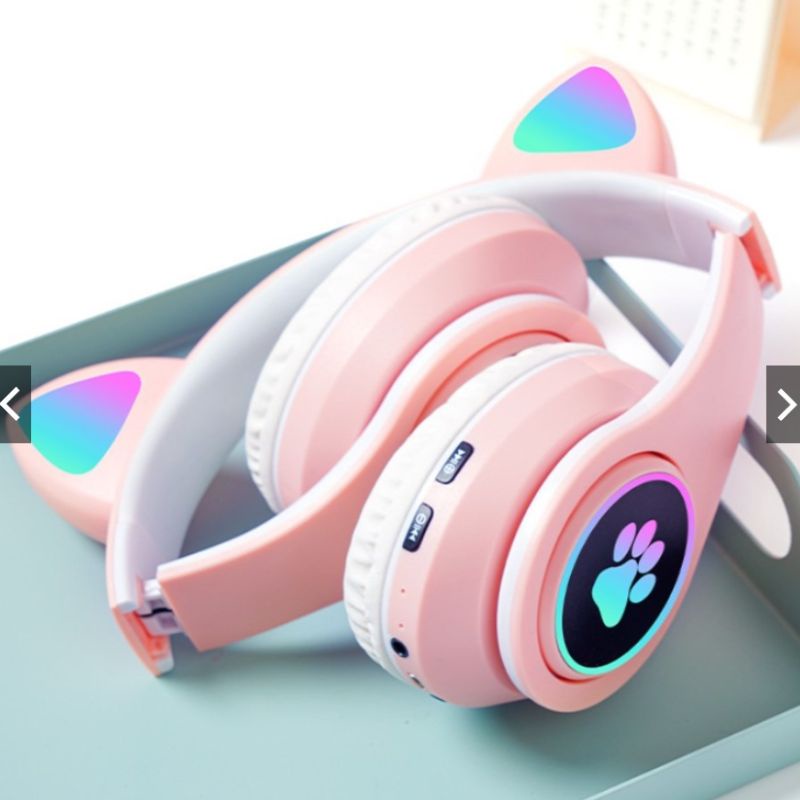 Tai Nghe Chụp tai Mèo Bluetooth. Headphone Dễ Thương Có Mic,Âm Bass Mạnh Mẽ