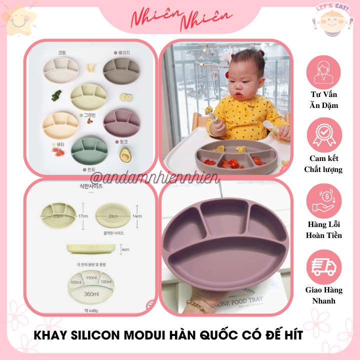 Khay ăn dặm có đế hít chống đổ silicon modui hàn quốc cho bé ăn dặm - ảnh sản phẩm 1