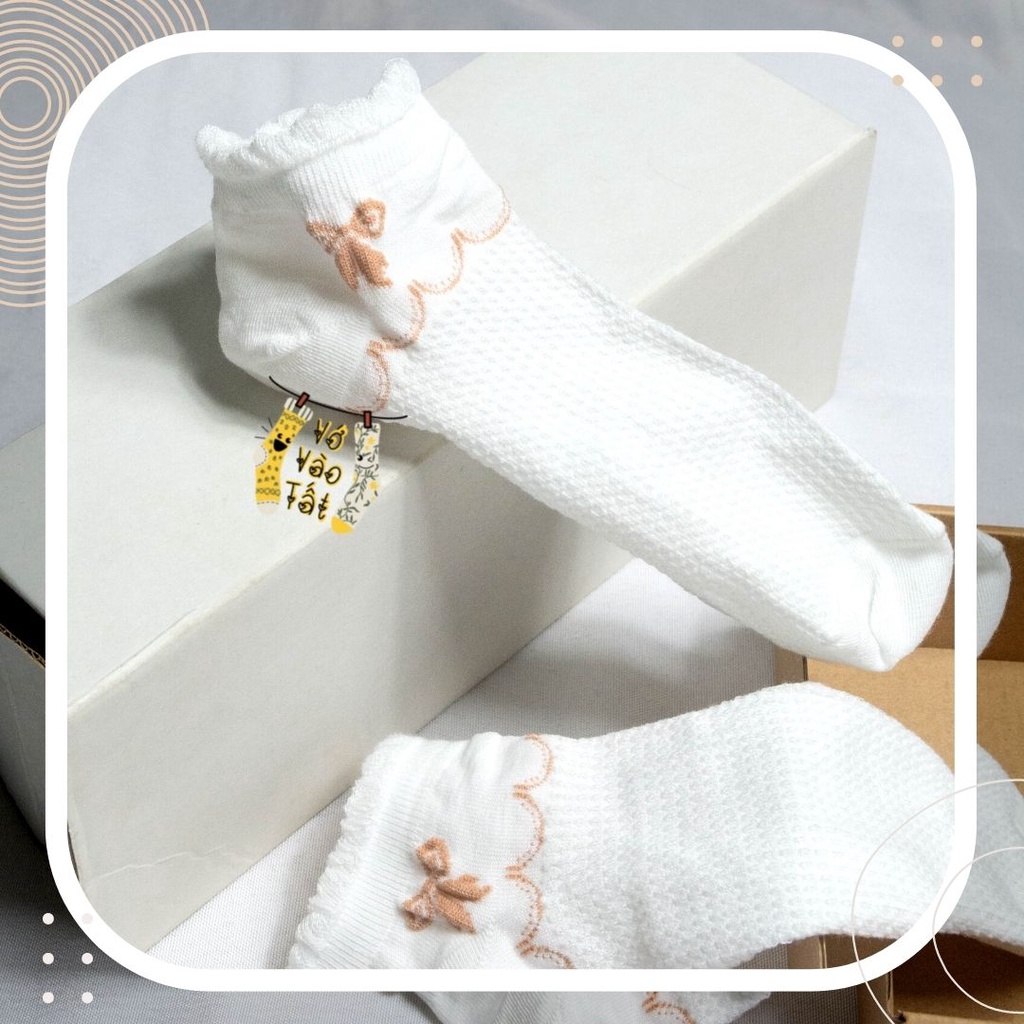 TẤT VỚ CỔ NGẮN NỮ HỌA TIẾT NƠ NHỎ LOLITA XINH XẮN