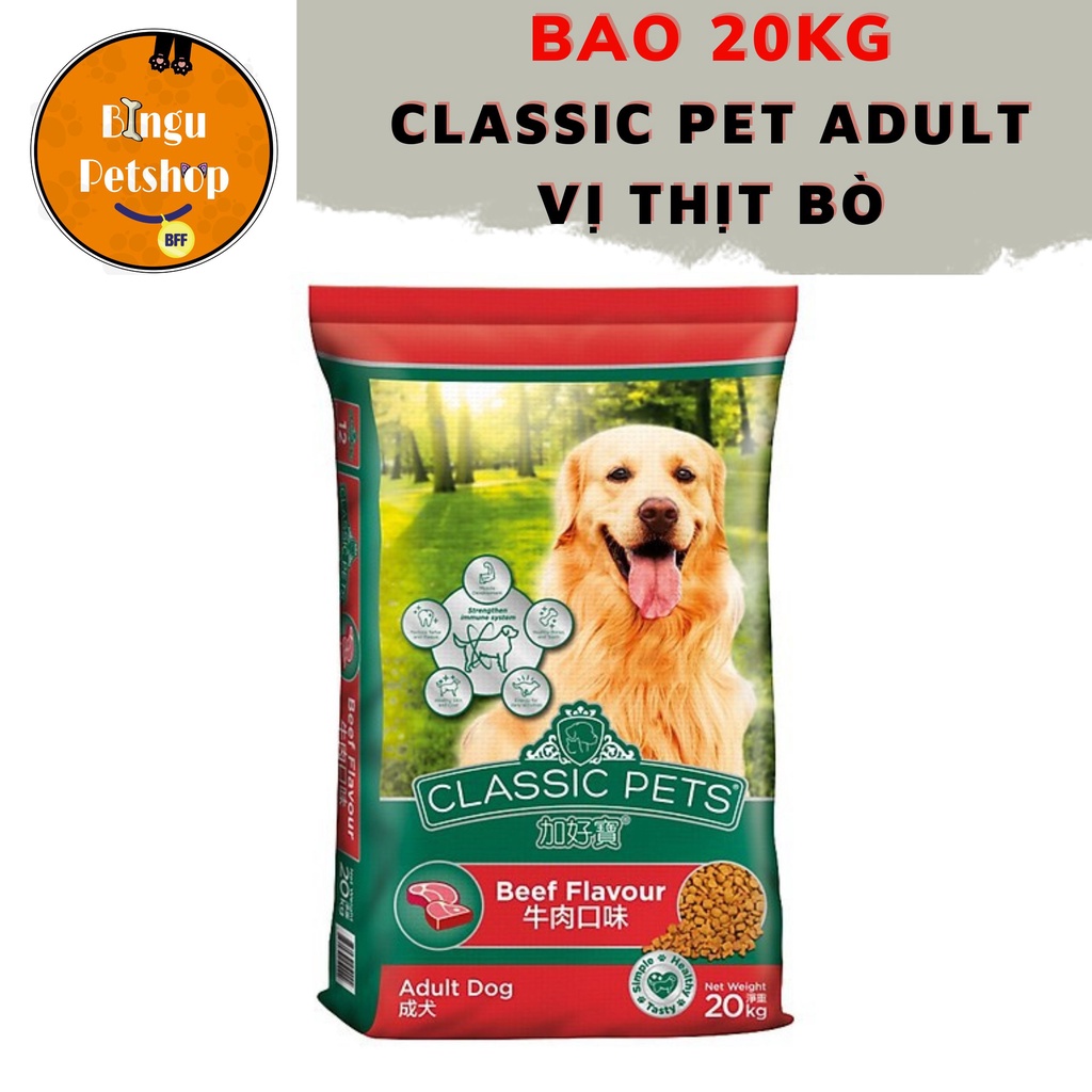 [SIÊU TIẾT KIỆM BAO 20KG] Thức ăn hạt Classic Pet vị thit bò cho chó trưởng thành