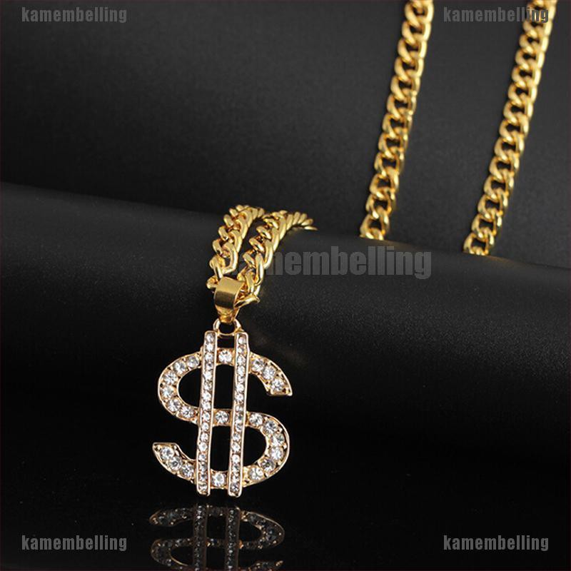 [KAM] Vòng cổ Mạ Vàng Mặt Đồng Đô La Đính Pha Lê Pimp Hip Hop