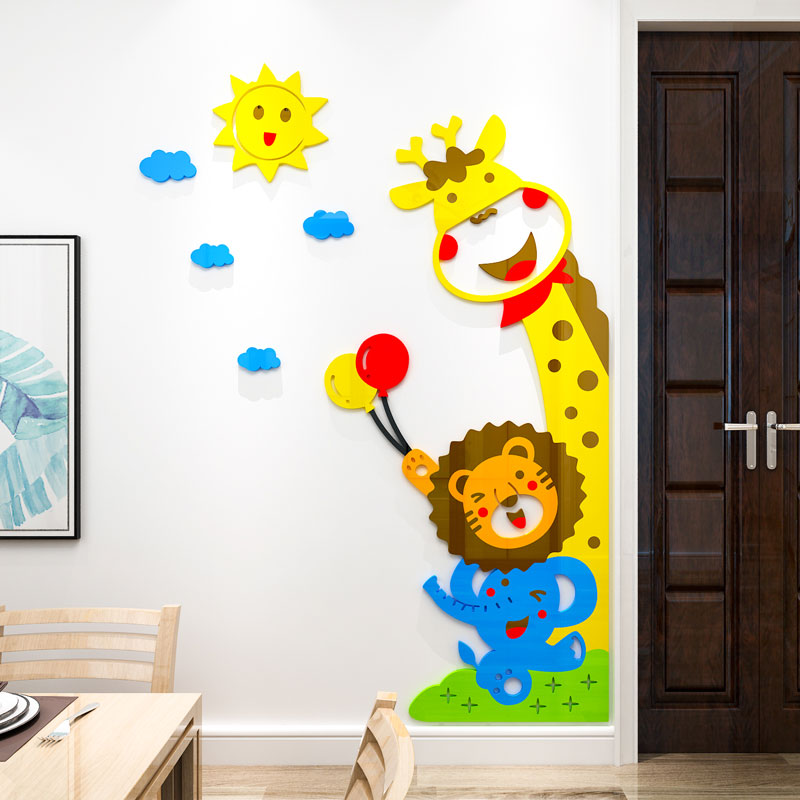 Tranh dán tường mica 3d decor khổ lớn hoạt hình các bạn thú nhỏ dễ thương Nhiều Size - EPeBen